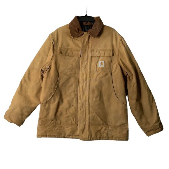 Vtg Carhartt Quilt Lined Chore Jacket Coat Men Size 2XL Brown Flawed‎